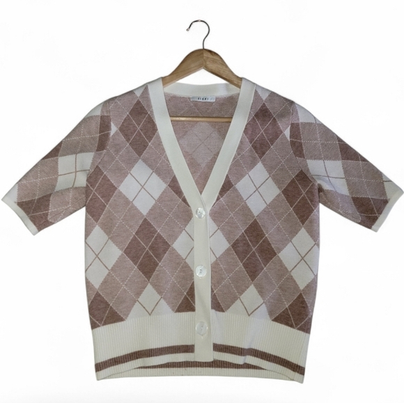 Sioni Sweaters - Sioni Argyle Sweater in Brown and Cream
